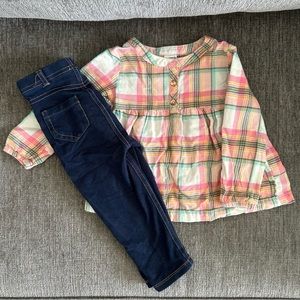Pink Plaid Top + Jeans 18m Fall Fashion